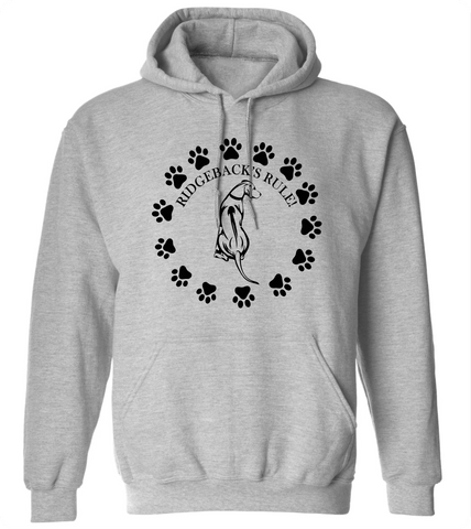 Center Chest Ridgebacks Rule Hoodie - PAWsome Creations VI