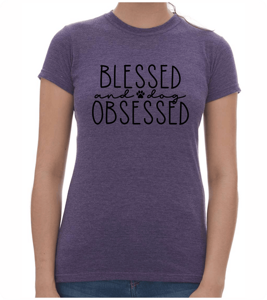 Blessed and Dog Obsessed Ladies T-Shirt - PAWsome Creations VI