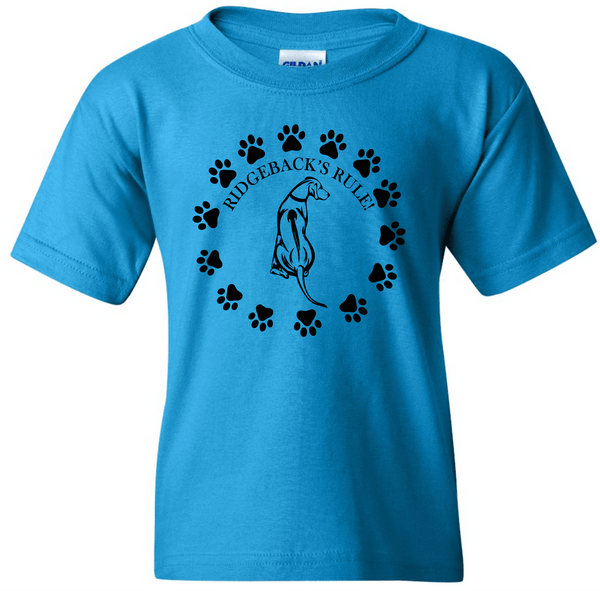 Center Chest Ridgebacks Rule T-Shirt (Youth) - PAWsome Creations VI