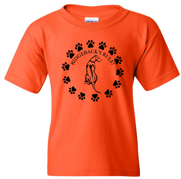 Center Chest Ridgebacks Rule T-Shirt (Youth) - PAWsome Creations VI