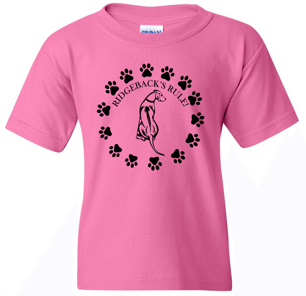 Center Chest Ridgebacks Rule T-Shirt (Youth) - PAWsome Creations VI