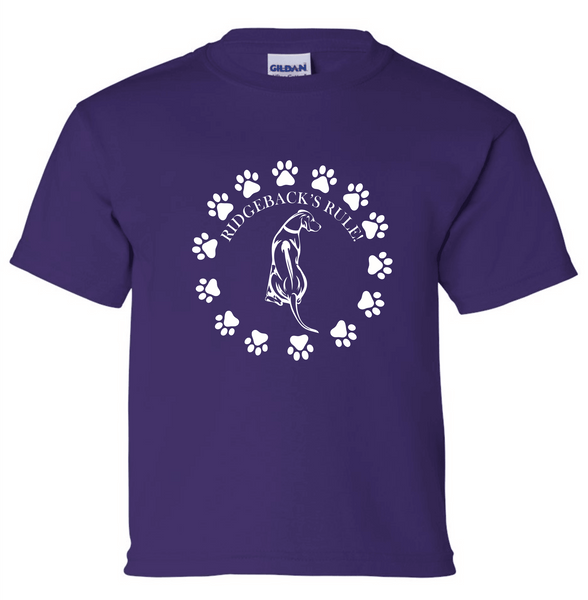 Center Chest Ridgebacks Rule T-Shirt (Youth) - PAWsome Creations VI