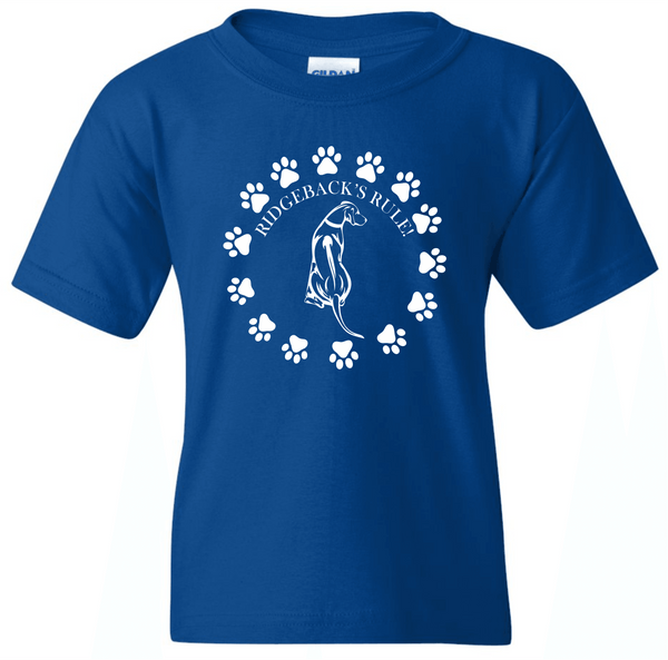 Center Chest Ridgebacks Rule T-Shirt (Youth) - PAWsome Creations VI