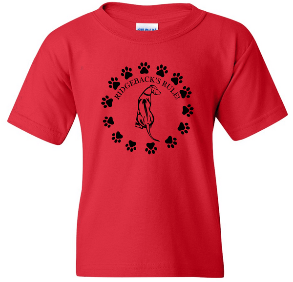 Center Chest Ridgebacks Rule T-Shirt (Youth) - PAWsome Creations VI