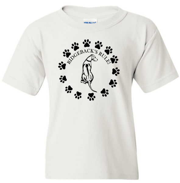 Center Chest Ridgebacks Rule T-Shirt (Youth) - PAWsome Creations VI